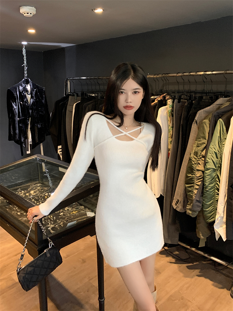 Autumn and winter slim sweater dress sexy knitted dress