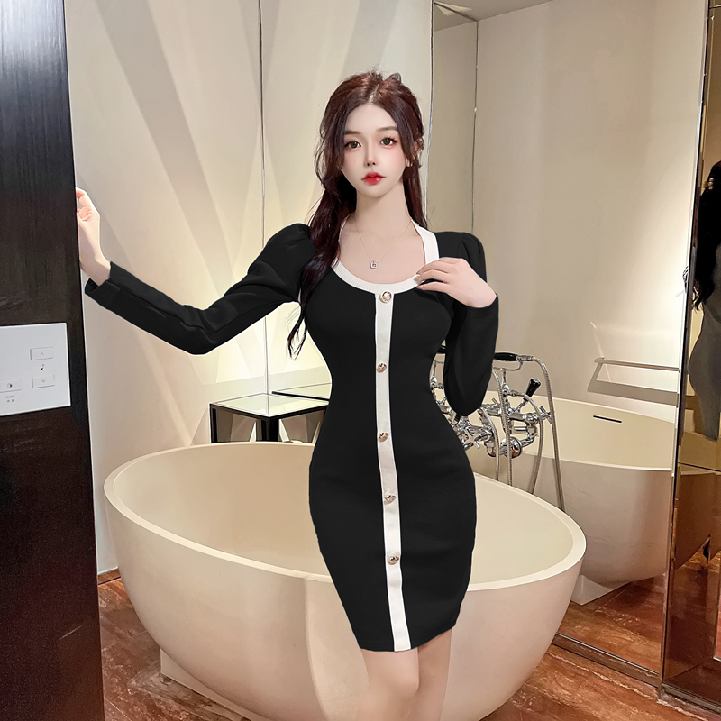 Sexy knitted dress slim sweater dress for women