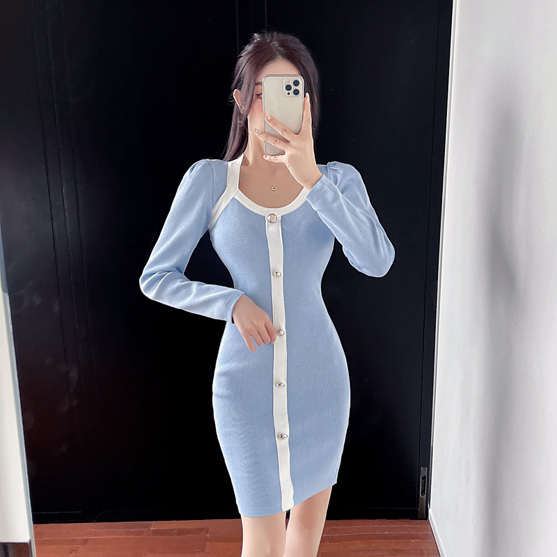 Sexy knitted dress slim sweater dress for women