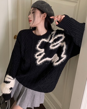 Pullover twist rabbit mink velvet sweater for women