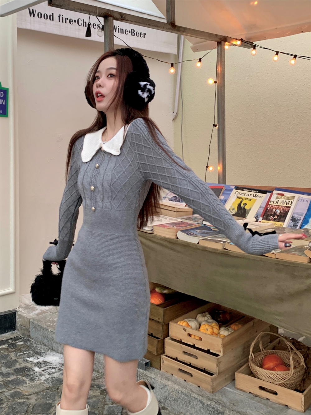 Inside the ride sweater dress autumn and winter dress