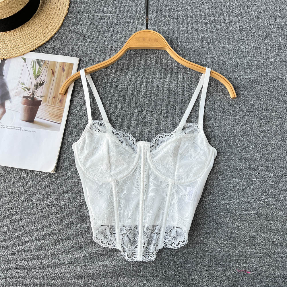 Short lace irregular tops wrapped chest sexy vest for women