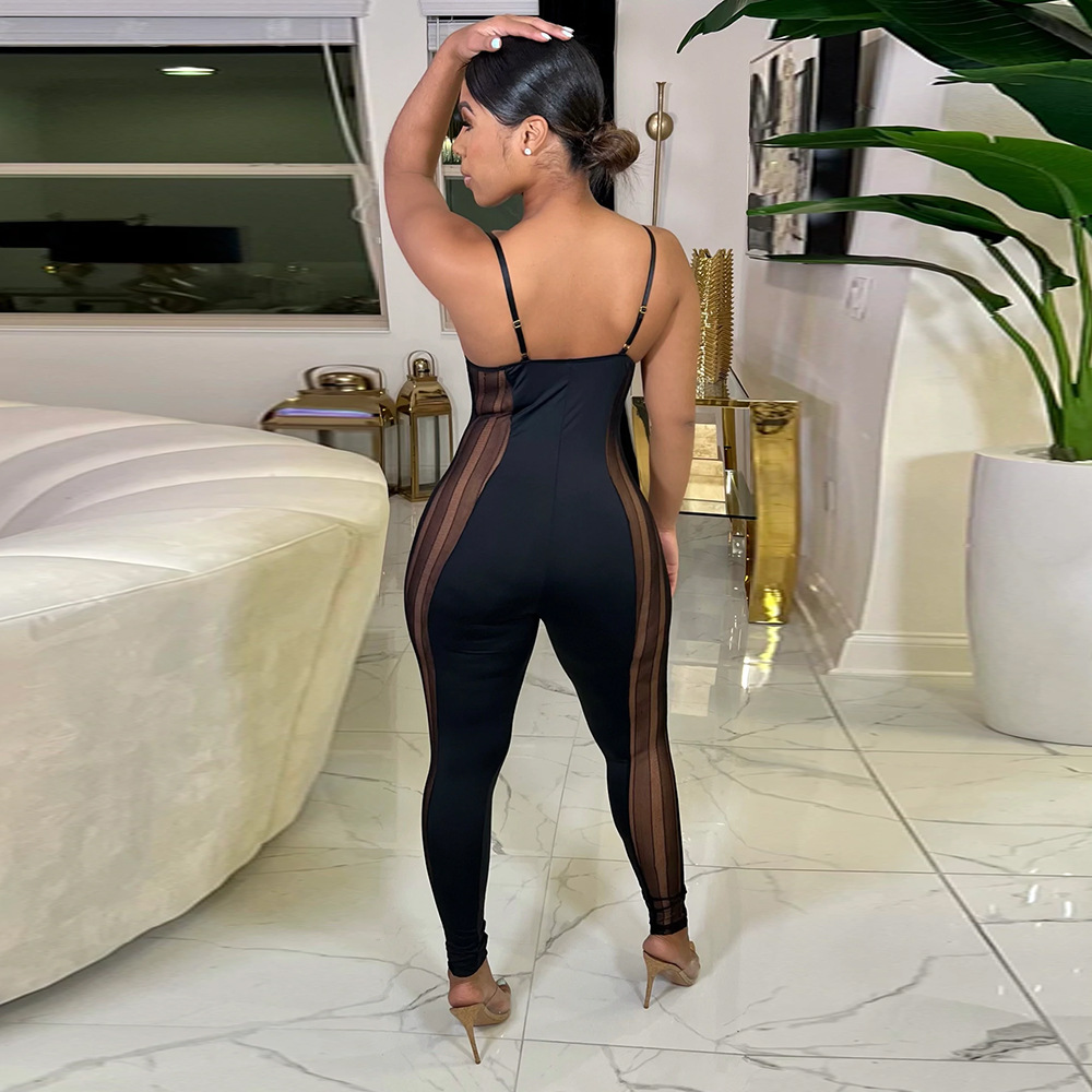 All-match simple fashion sling pure sexy jumpsuit