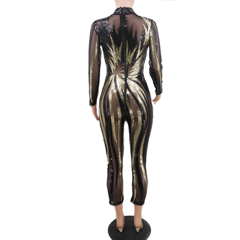 Perspective European style nightclub sequins sexy jumpsuit