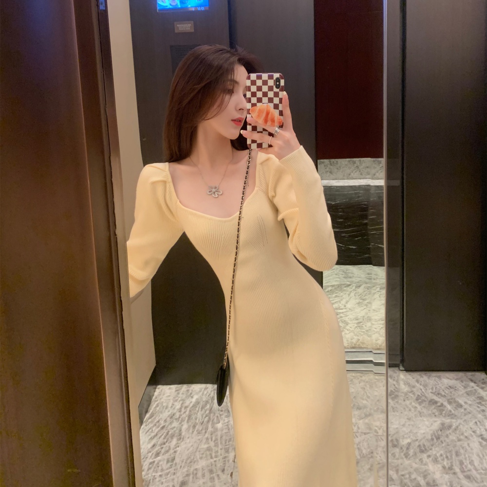 Slim Korean style dress simple tender long dress for women