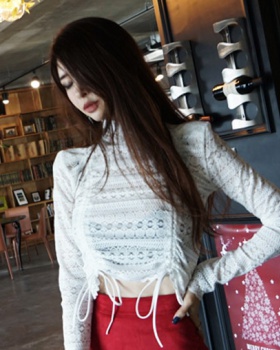 Slim lace short tops spring perspective chouzhe bottoming shirt