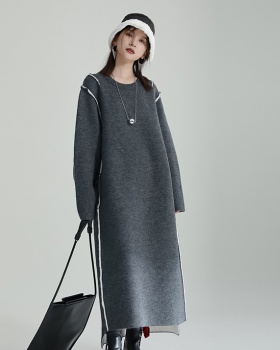 Knitted thick long dress lazy sweater
