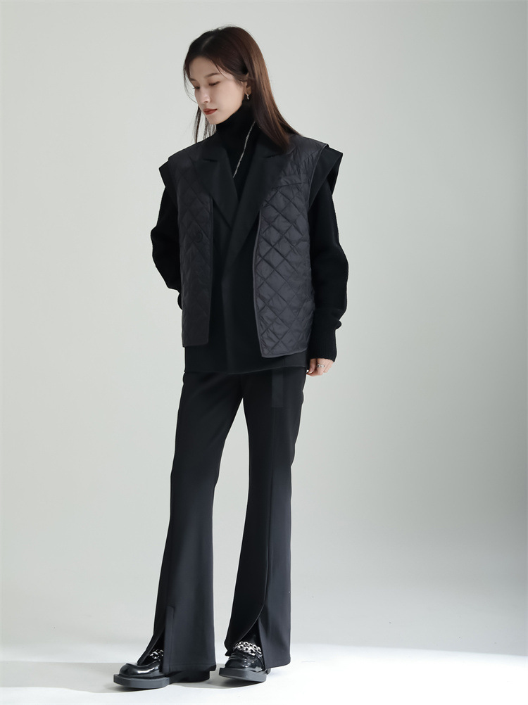 Quilted slim waistcoat Pseudo-two coat for women