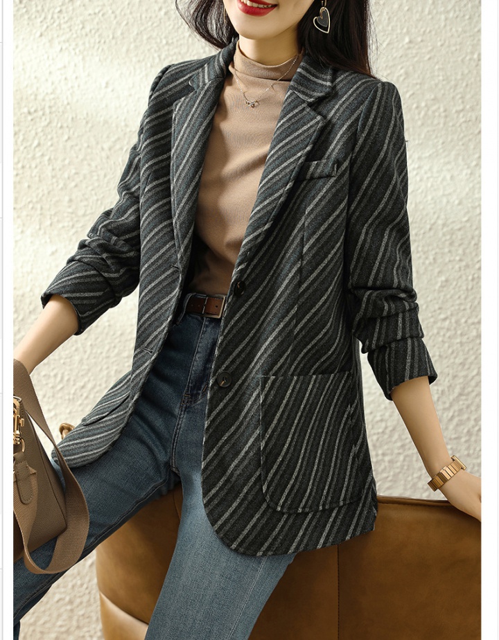 Large yard stripe business suit temperament tops for women