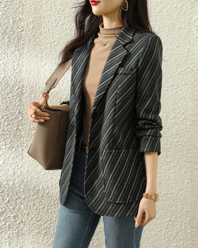 Large yard stripe business suit temperament tops for women