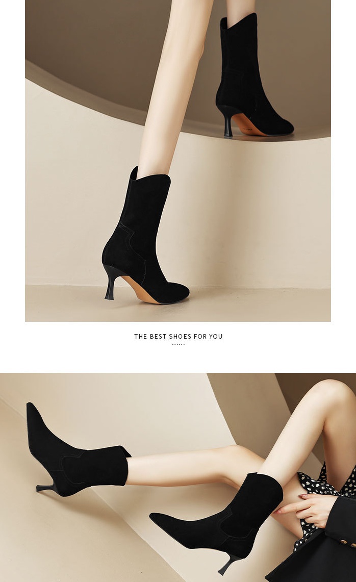 Pointed nubuck simple boots high-heeled fashion women's boots