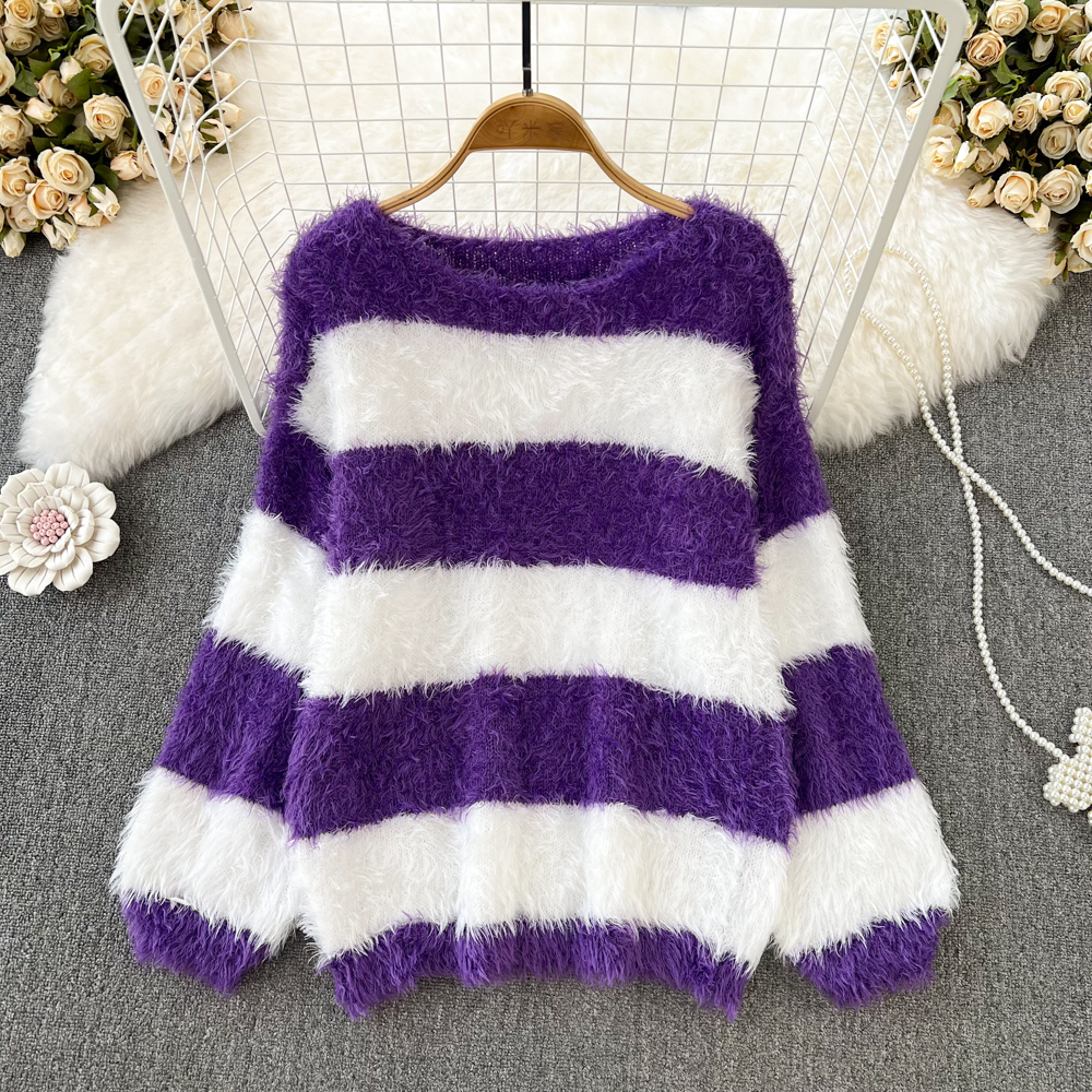 Stripe autumn and winter sweater for women
