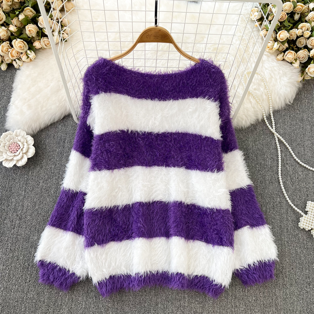 Stripe autumn and winter sweater for women