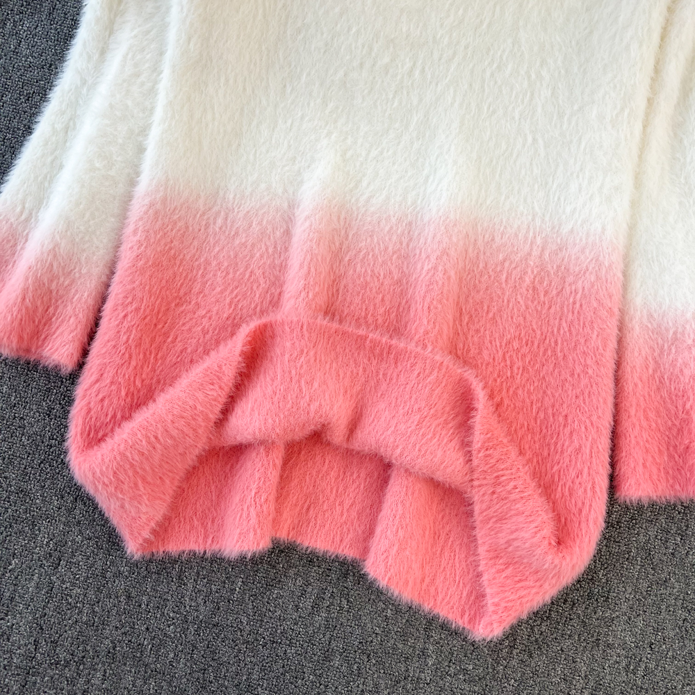 Mink velvet sweater gradient tops for women