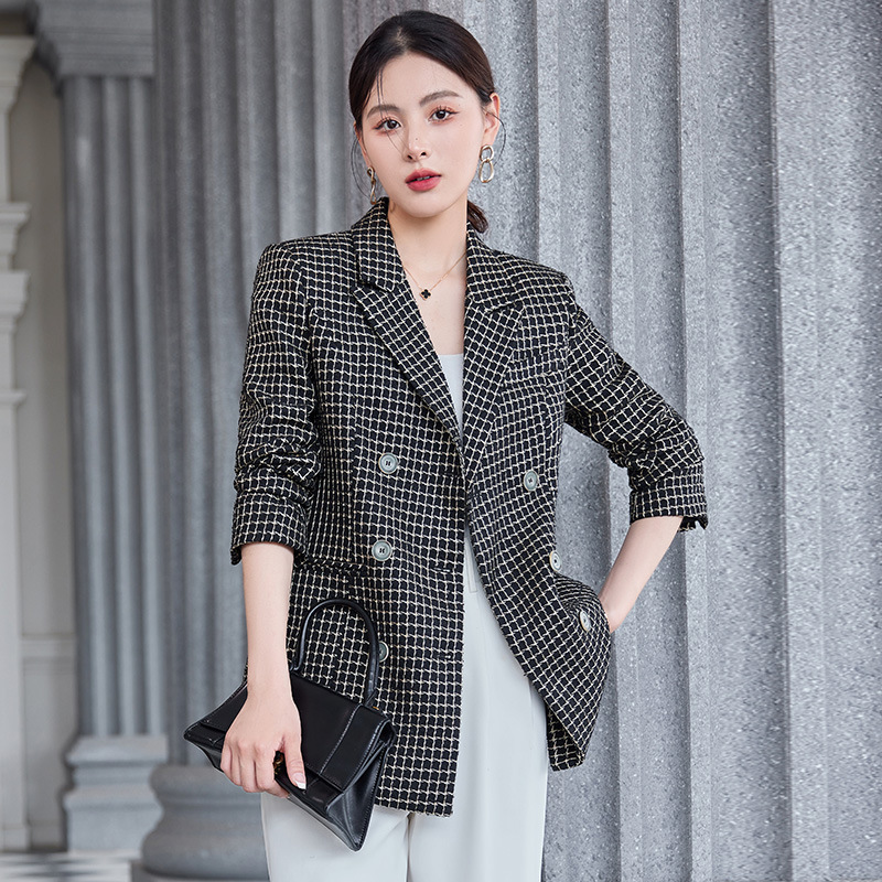 Casual plaid business suit commuting coat for women
