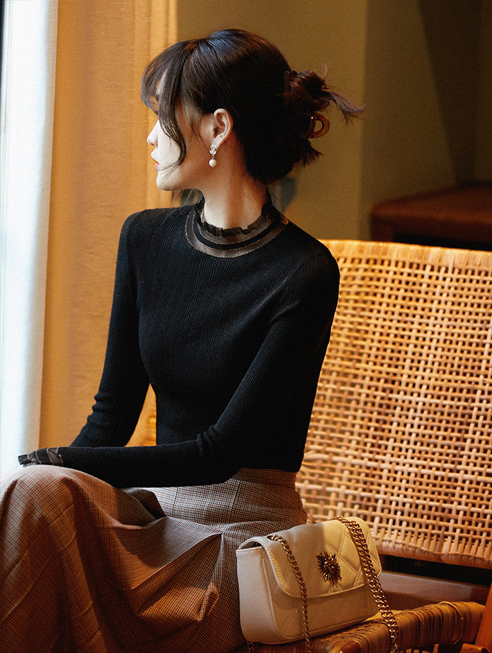 Wood ear temperament wool refinement sweater for women