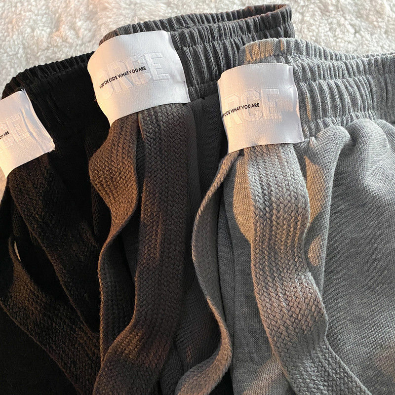 Gray straight pants spring and autumn sweatpants