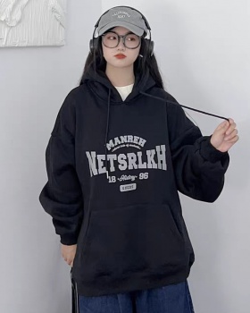Thin cotton hooded front printing hoodie for women