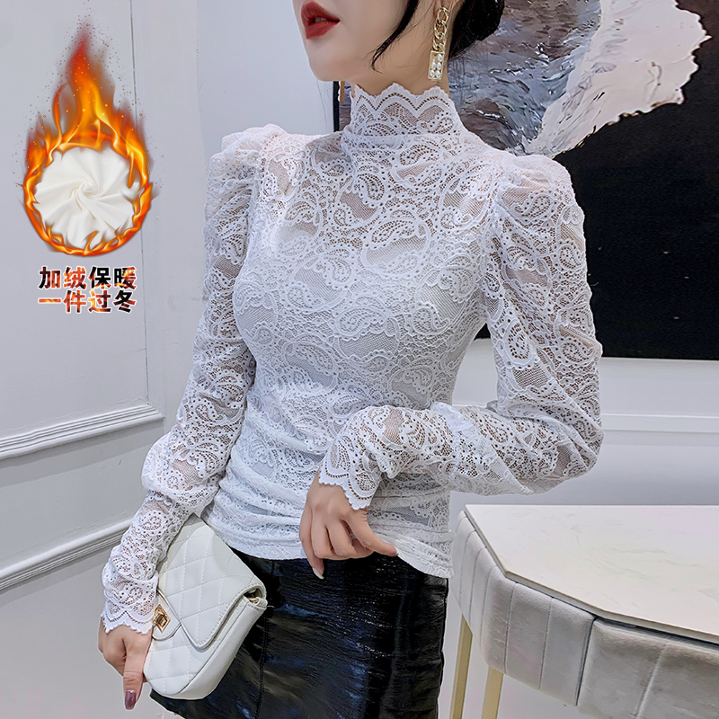 High collar tops autumn and winter bottoming shirt for women