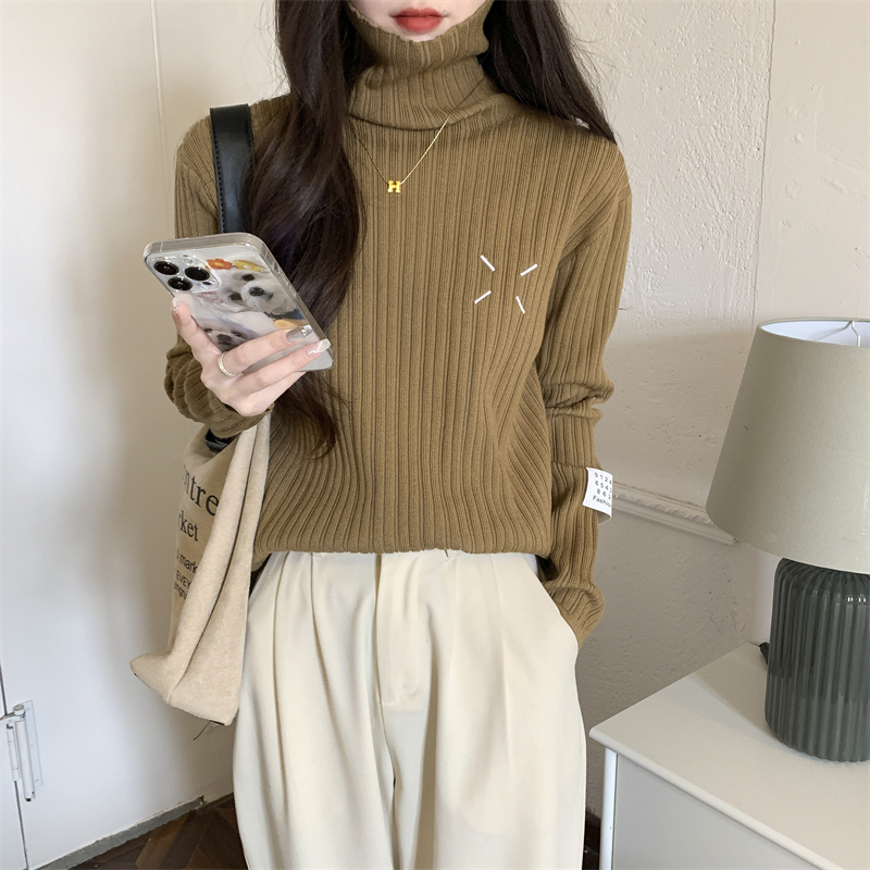 Long sleeve thick sweater knitted pullover bottoming shirt