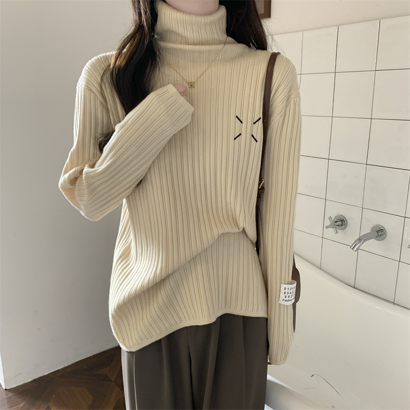 Long sleeve thick sweater knitted pullover bottoming shirt