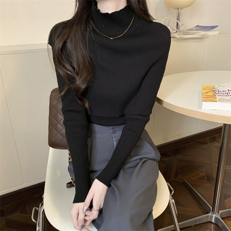 Removable knitted shawl autumn and winter bottoming shirt