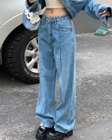 Fold line jeans show high wide leg pants a set for women