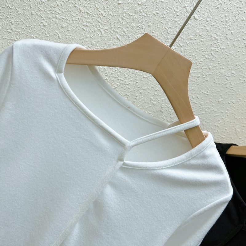 Long sleeve unique T-shirt short slim tops for women