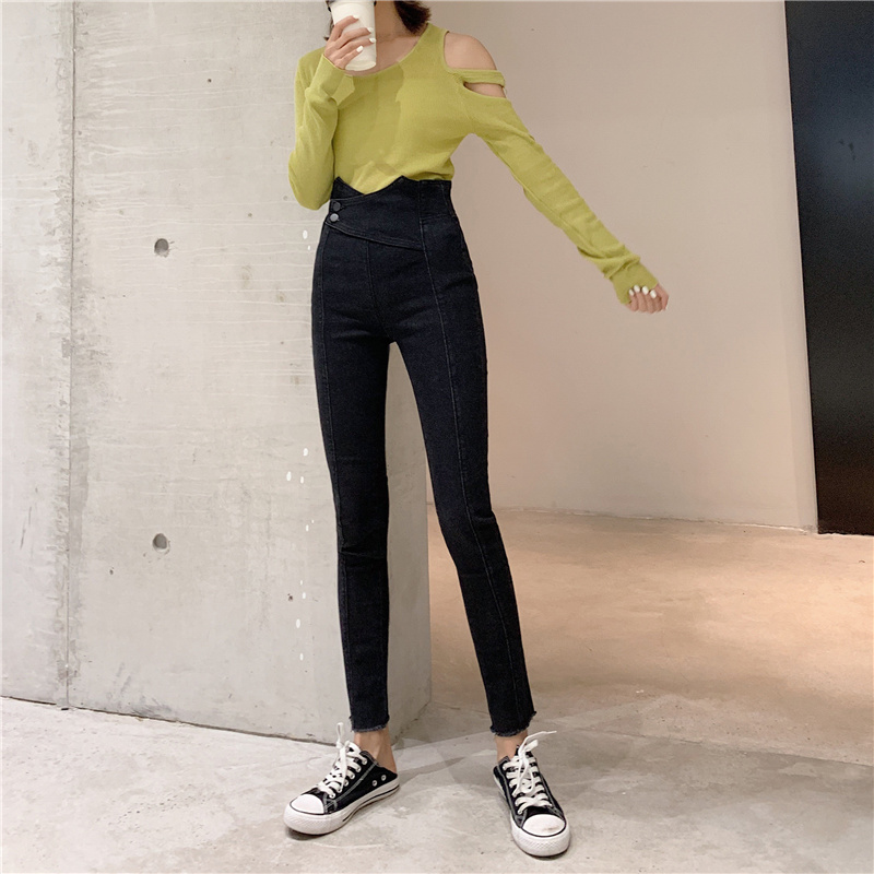 High waist large yard pencil pants slim jeans for women