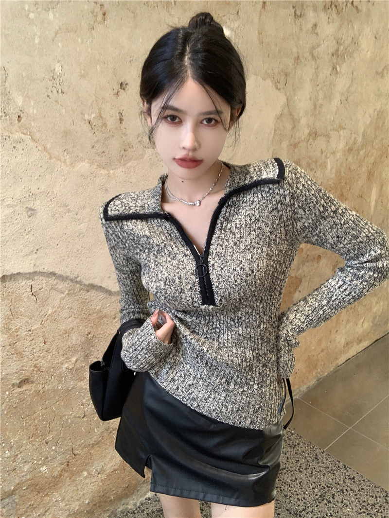 Inside the ride lapel sweater bottoming tops for women