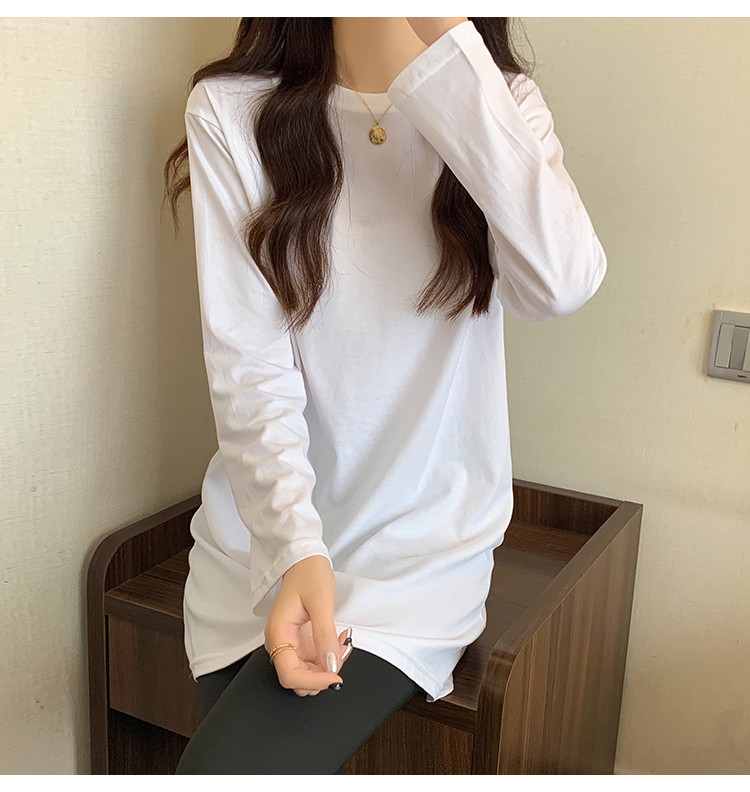 White loose T-shirt long autumn and winter tops