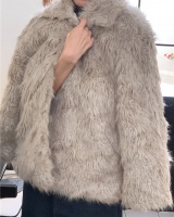 Lazy lapel thermal faux fur France style coat
