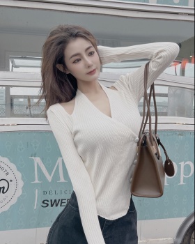 Slim long sleeve tops temperament sweater for women