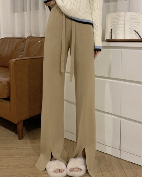 Long all-match slim split pure wide leg pants