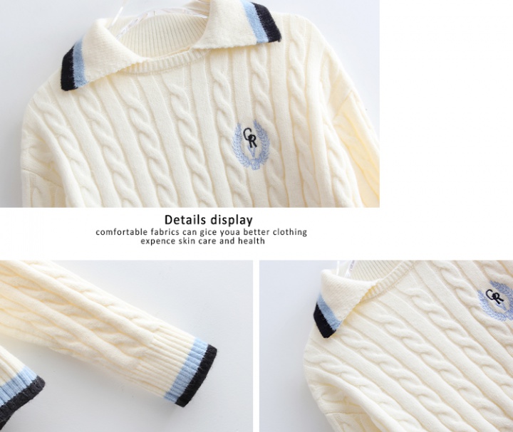 Embroidery college style knitted spring and autumn sweater
