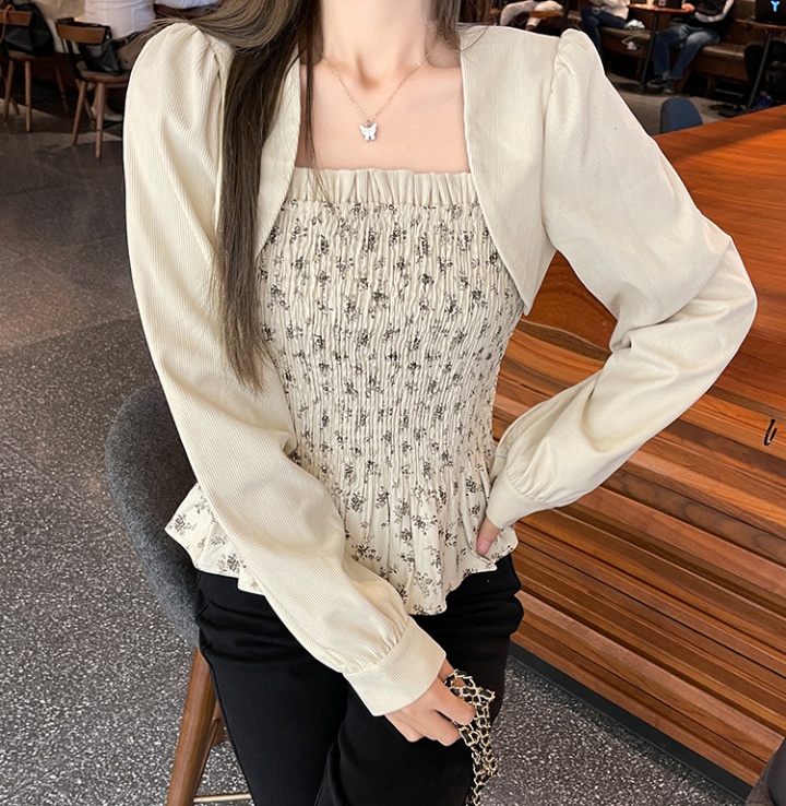 Pseudo-two spring fat sister shirt all-match slim tops