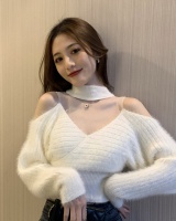 Gauze light mohair knitted pullover strapless sweater