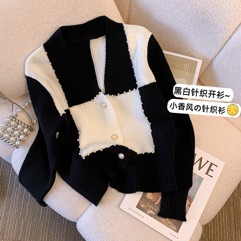 Beading cardigan knitted sweater for women