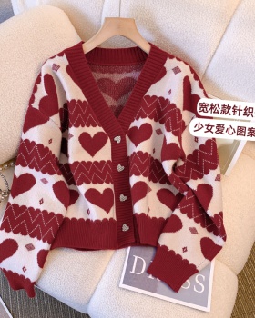 Thick fat sweater knitted temperament cardigan for women
