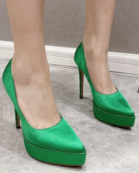 Sexy pointed platform low high-heeled shoes