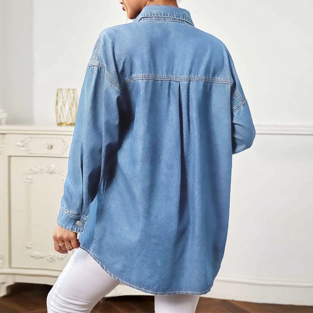 Denim European style jacket loose shirt for women