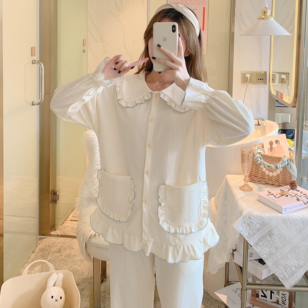 Casual lapel fashion lovely pajamas a set for women