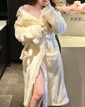 Simple cozy pajamas autumn and winter nightgown for women