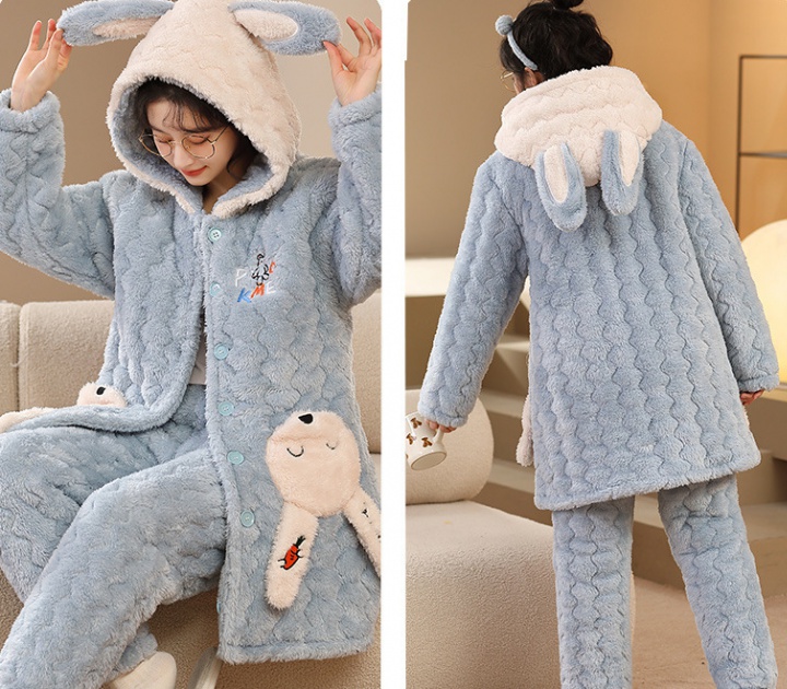 Clip cotton coral velvet girl pajamas