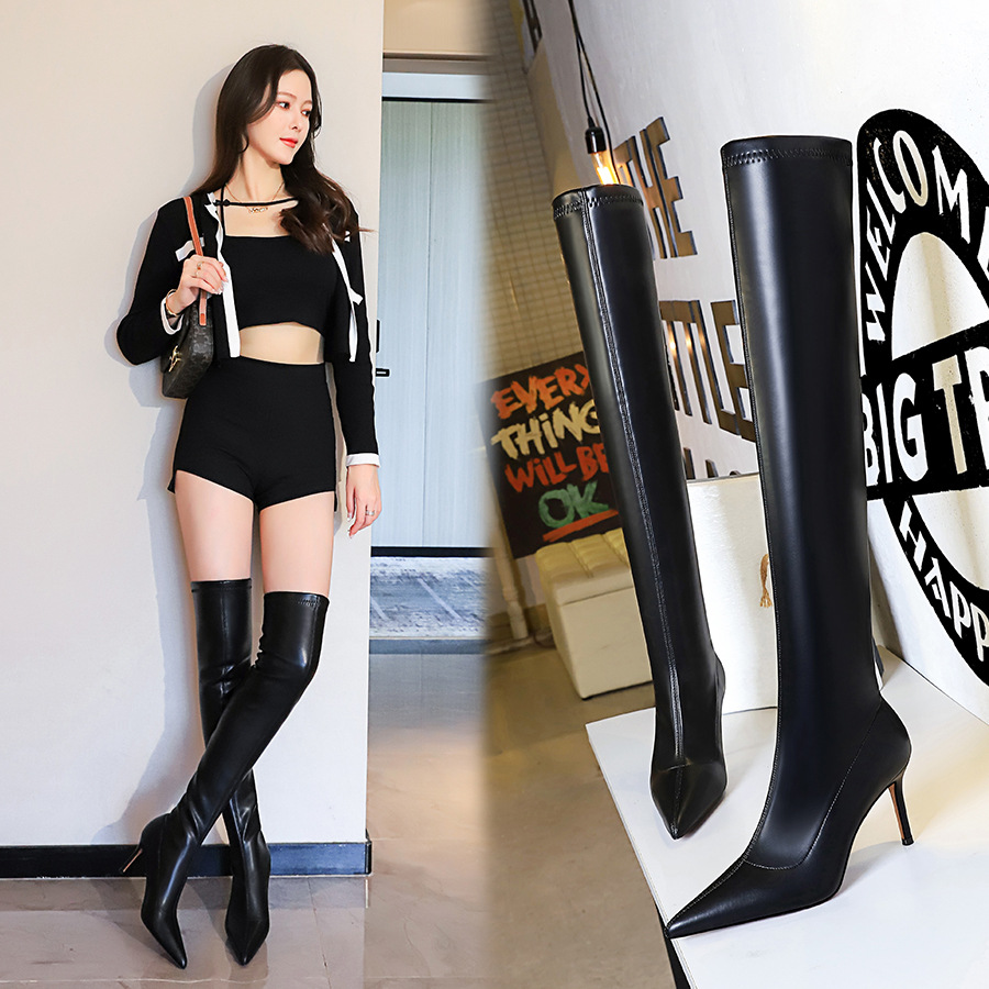 Sexy simple stilettos fashion thigh boots