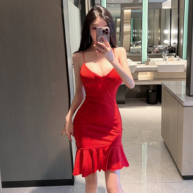 Package hip dress red formal dress for women