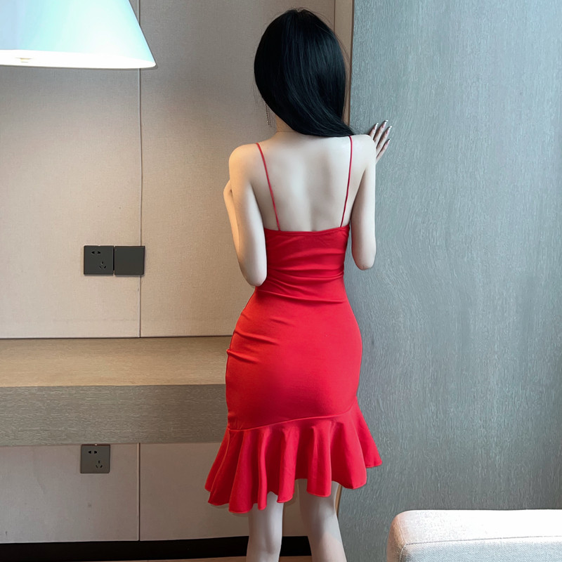 Package hip dress red formal dress for women