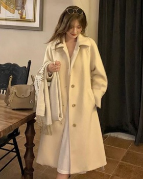 Exceed knee woolen coat student overcoat for women