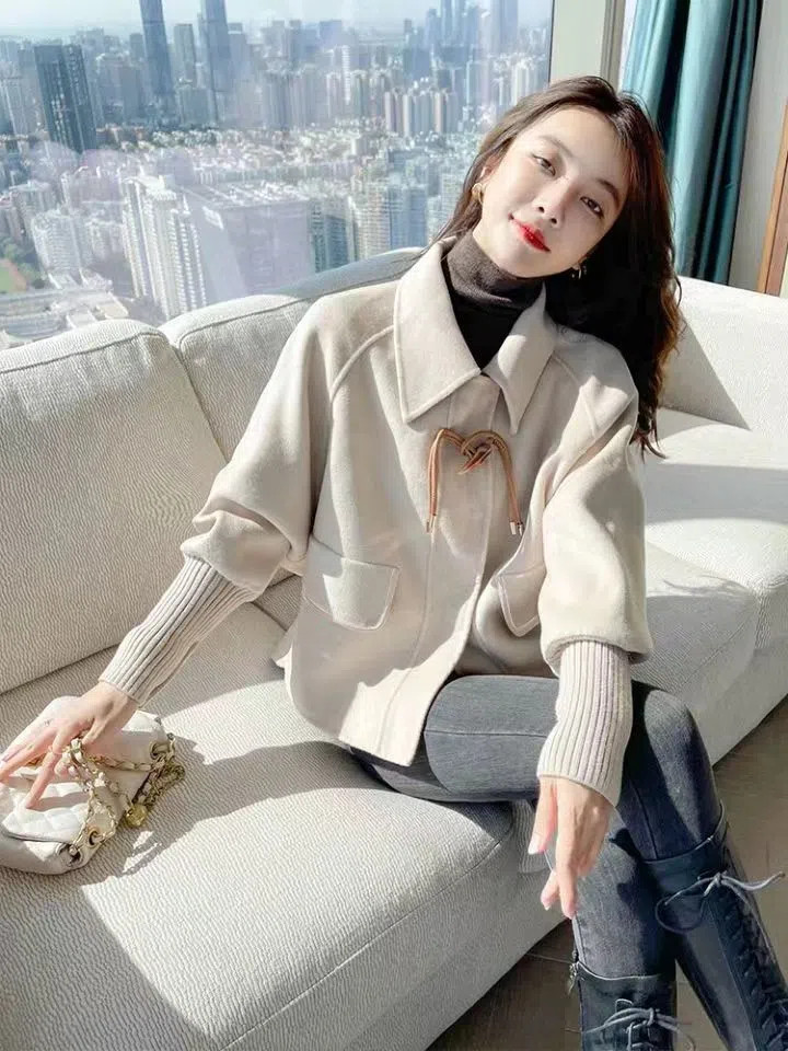 Korean style fashion coat all-match woolen woolen coat