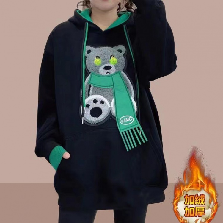 Plus velvet cubs hoodie hooded tops for women